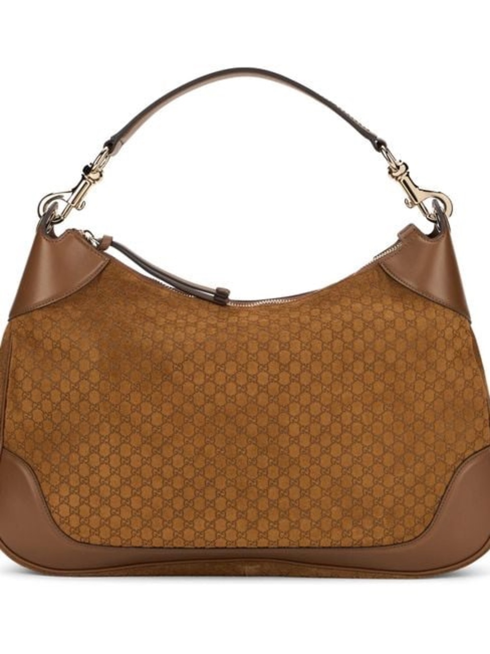 Gucci Brown Monogram Suede Shoulder Bag